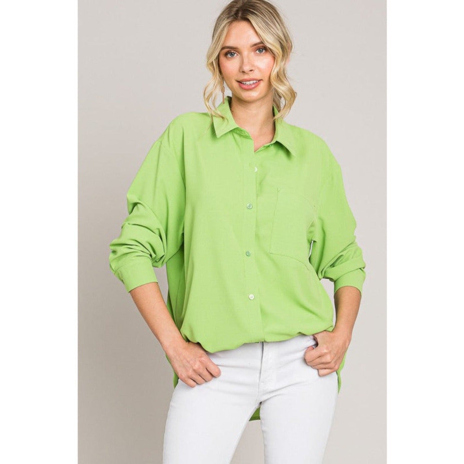apple green dress shirt Contemporary Apple Green Linen Shirt, Apple Green / M
