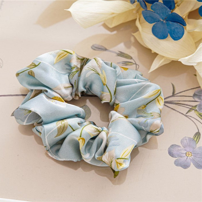 Floral Satin Hair Scrunchie