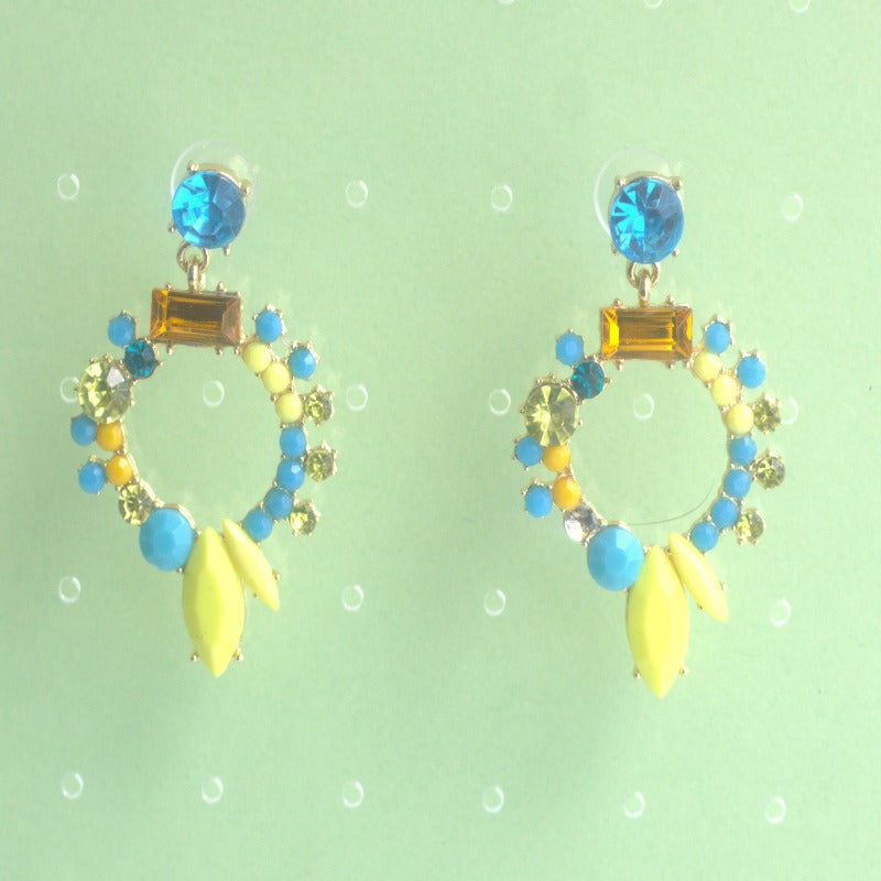 Blue Yellow Dazzle Earrings