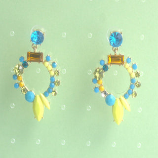 Blue Yellow Dazzle Earrings